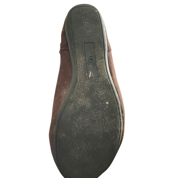 New Directions Womens Brown Faux Suede Tall Boots With Faux Fur Trim & Side Buck - Picture 5 of 6